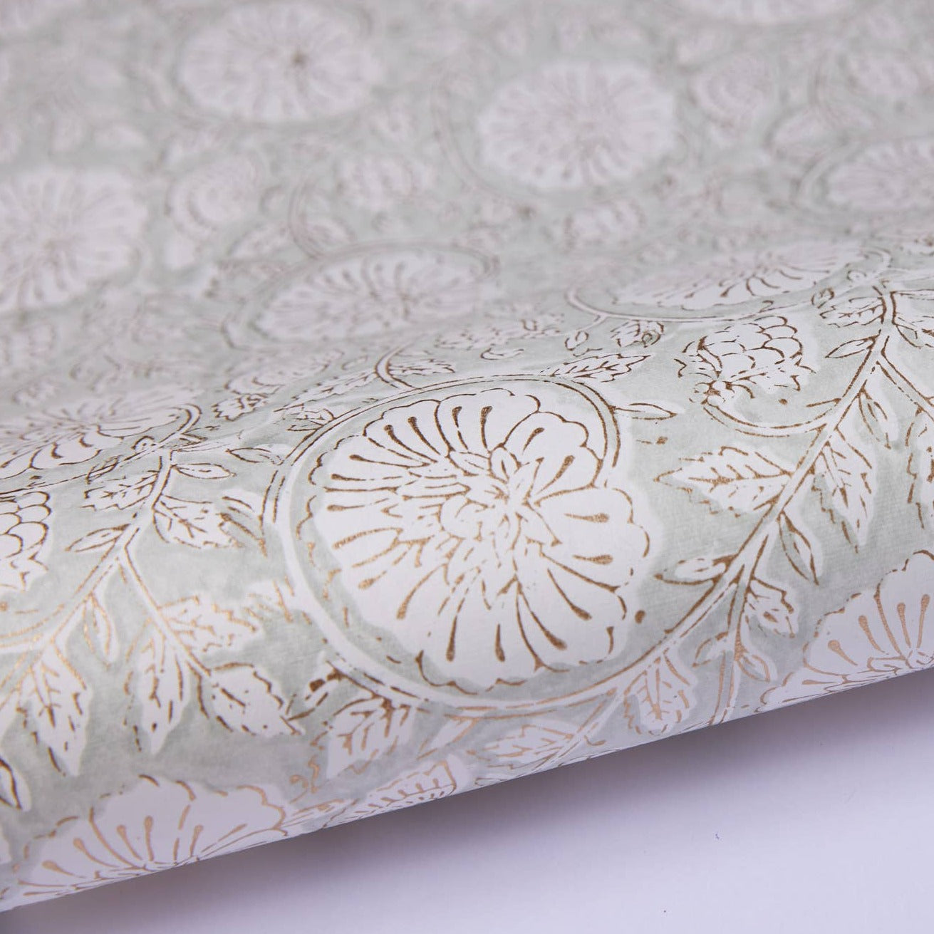 Light Green Block Printed Gift Wrap