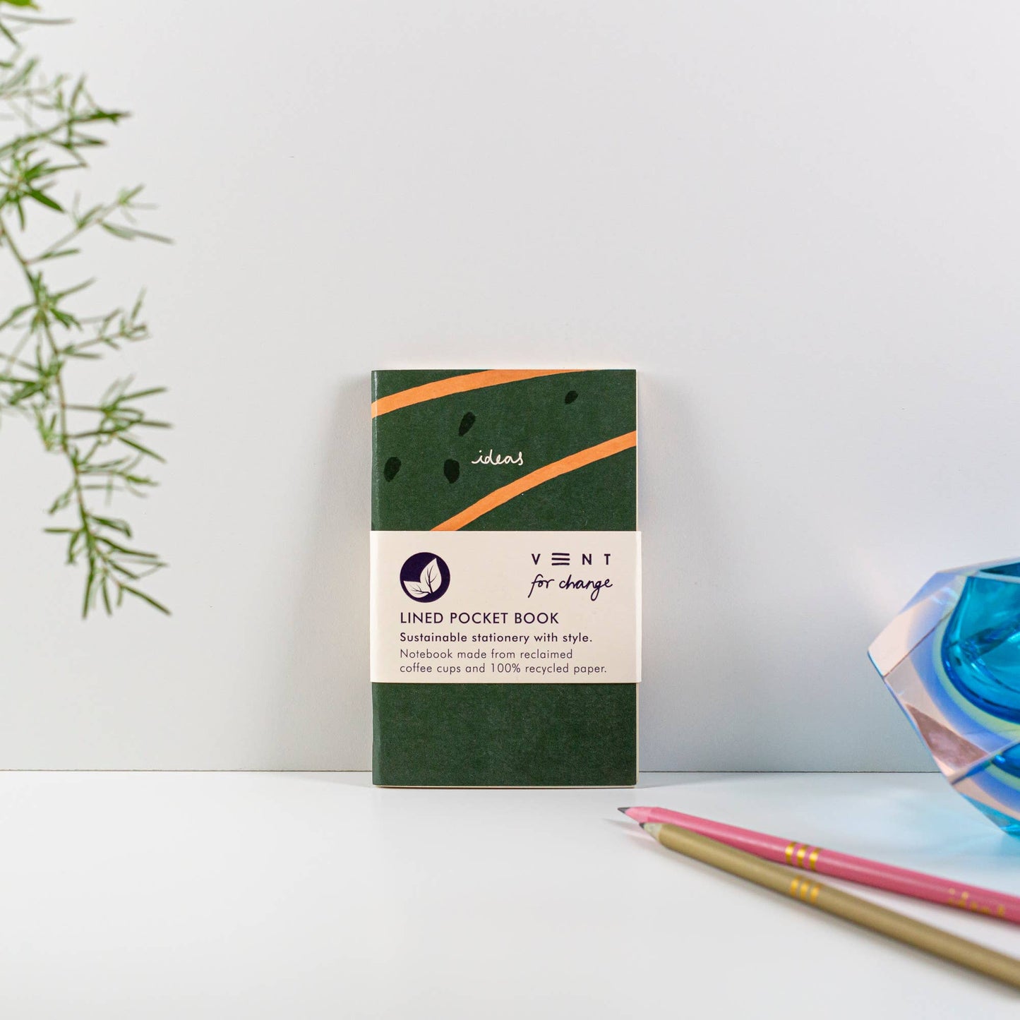 Recycled Pocket Ideas Lined Notebook Green