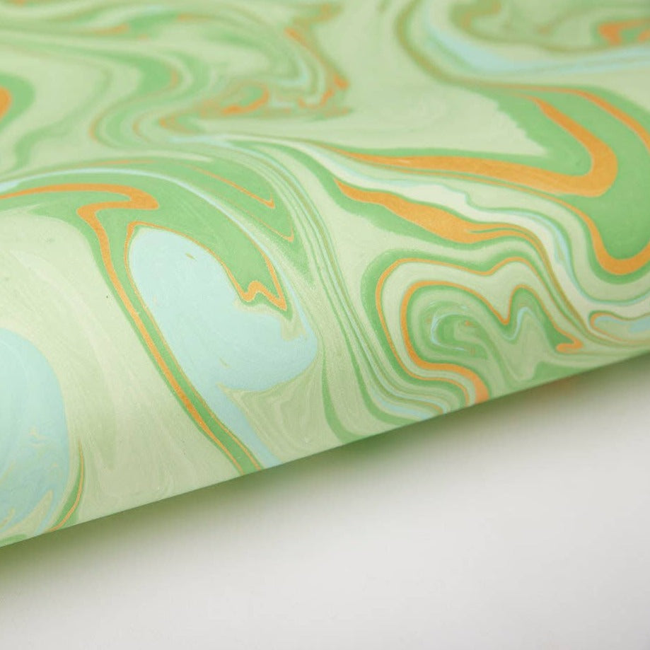 Green and Gold Marbled Gift Wrap