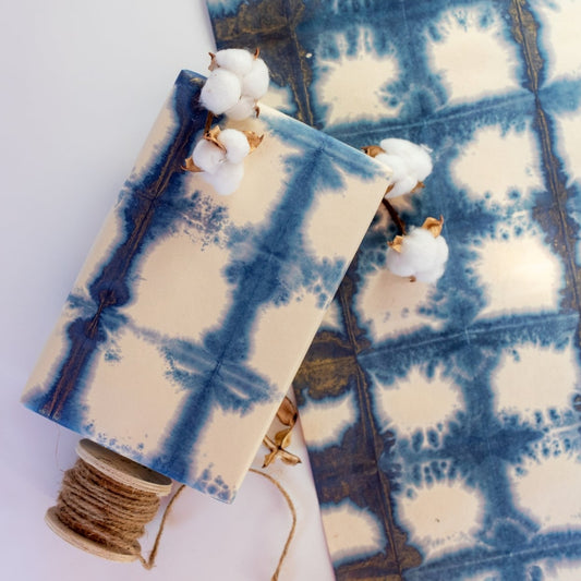 Blue and White Tie Dyed Gift Wrap