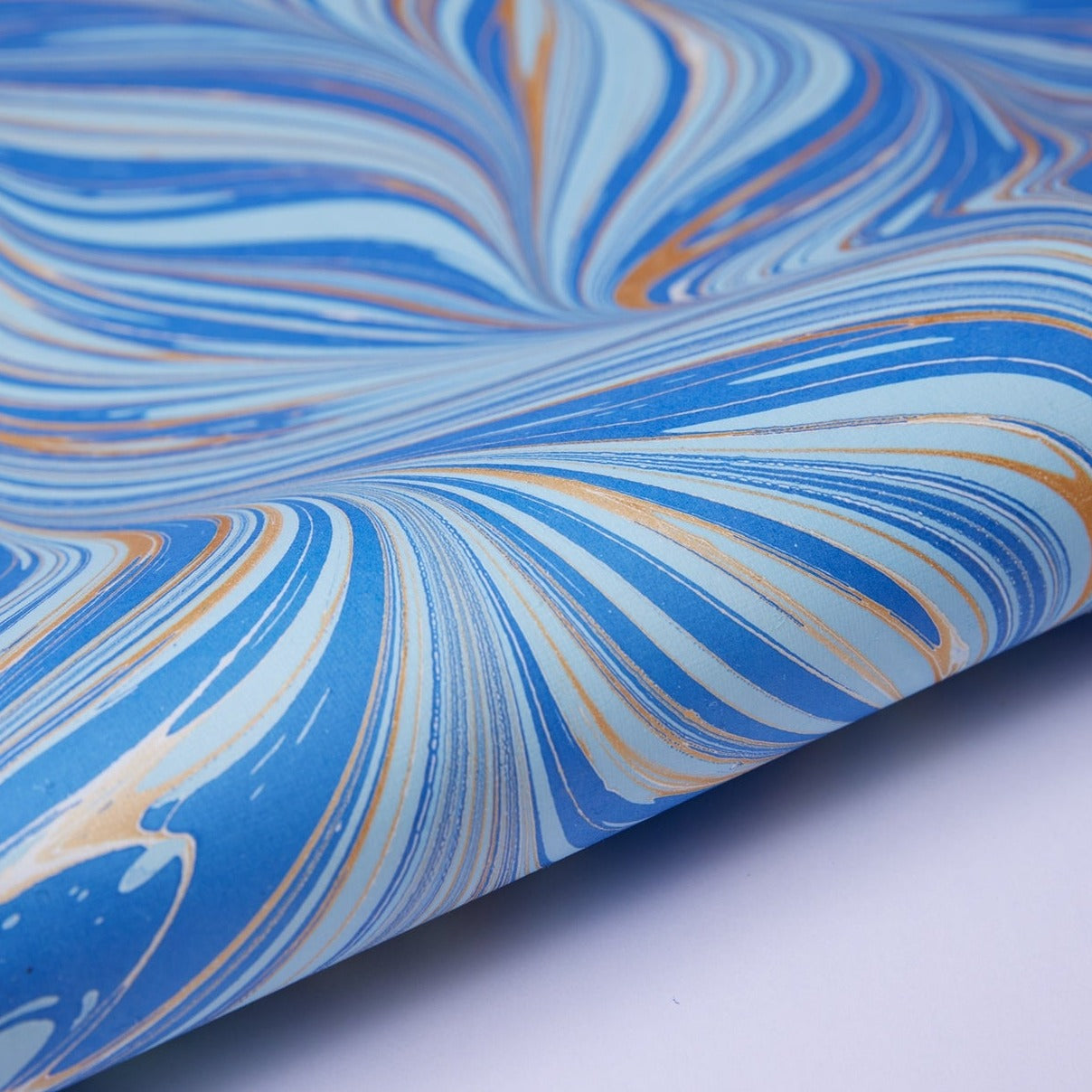 Waves Blue and Gold Marbled Gift Wrap