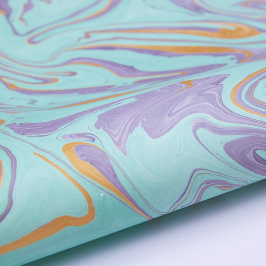 Teal and Lilac Marbled Gift Wrap