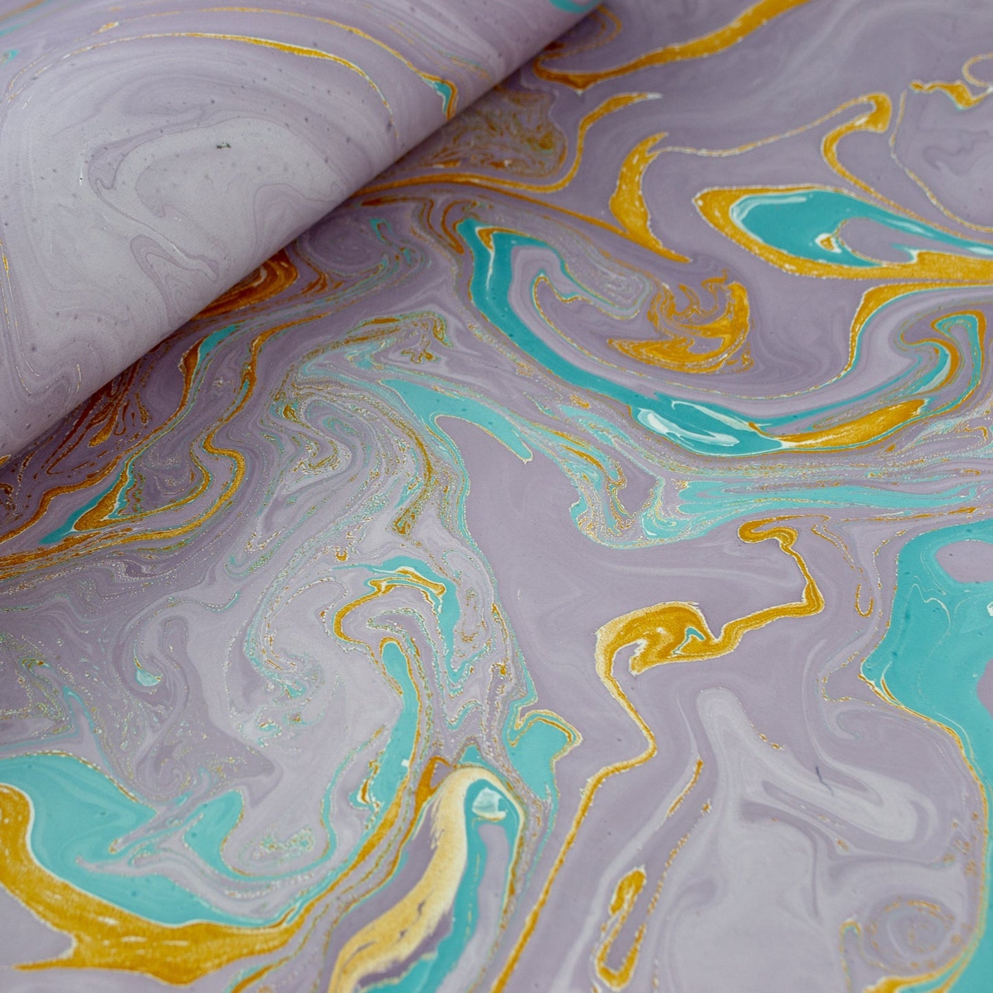 Purple and Gold Marbled Gift Wrap