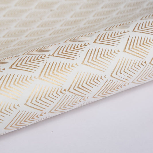 Gold and White Art Deco Block Printed Gift Wrap